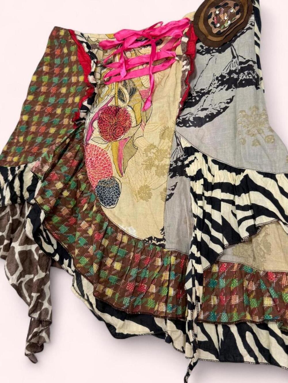 Savage Culture Y2K Patchwork Mini Skirt with animal print - Picture 3 of 7